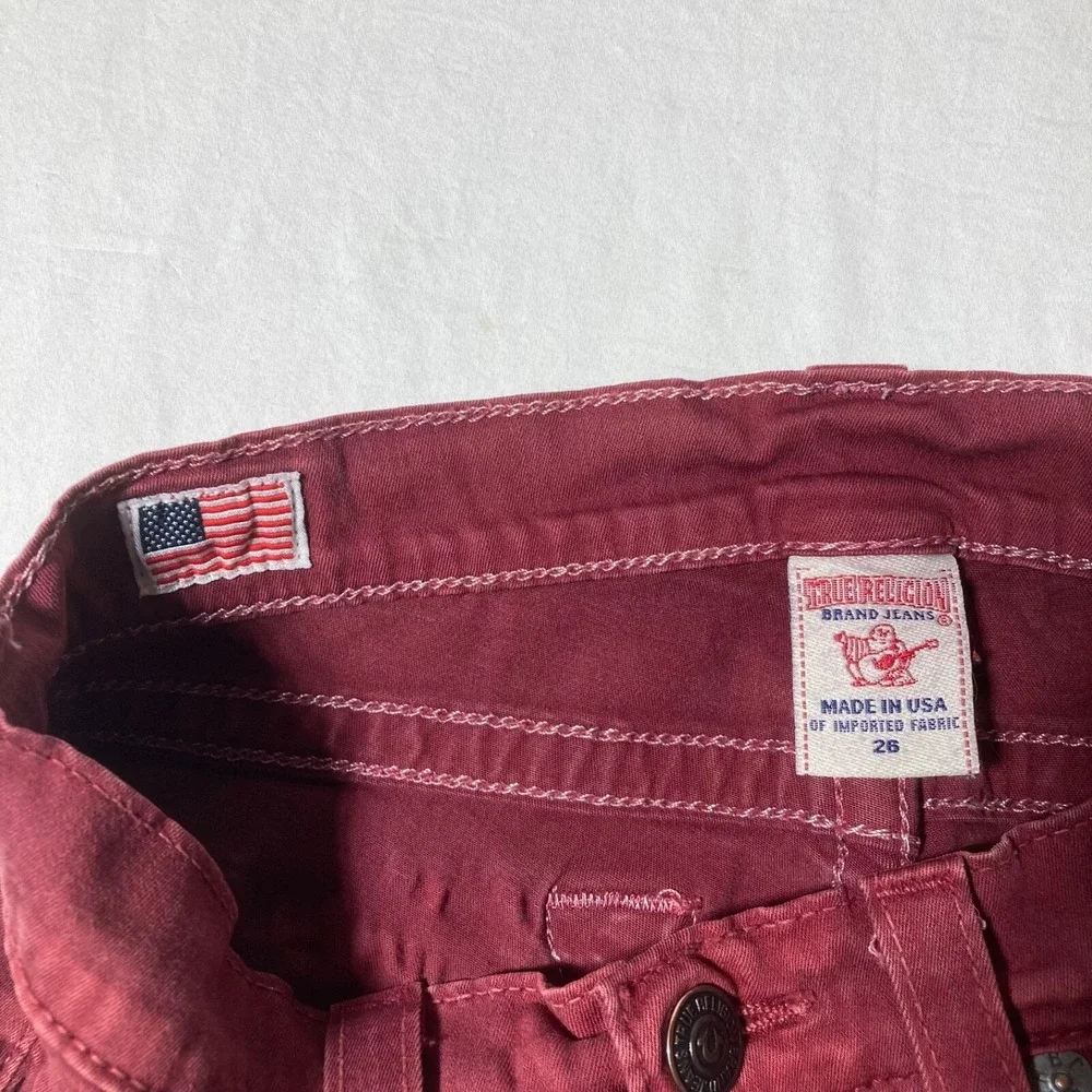True‎ Religion Jeans Women 28X31 Denim Skinny Maroon Slim Low Rise Made in USA